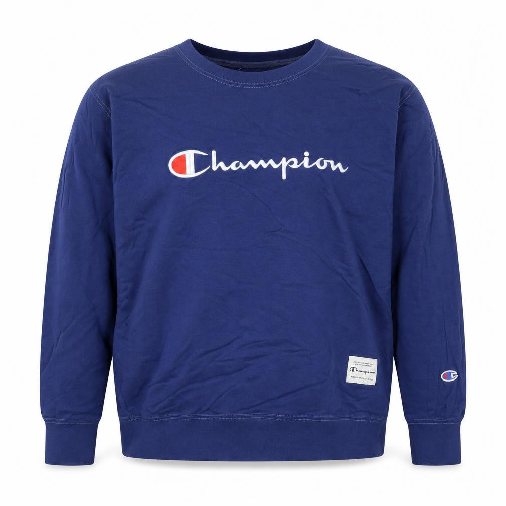 Champion Unisex Adults Blue Pullover Sweatshirt L Logo Athletic