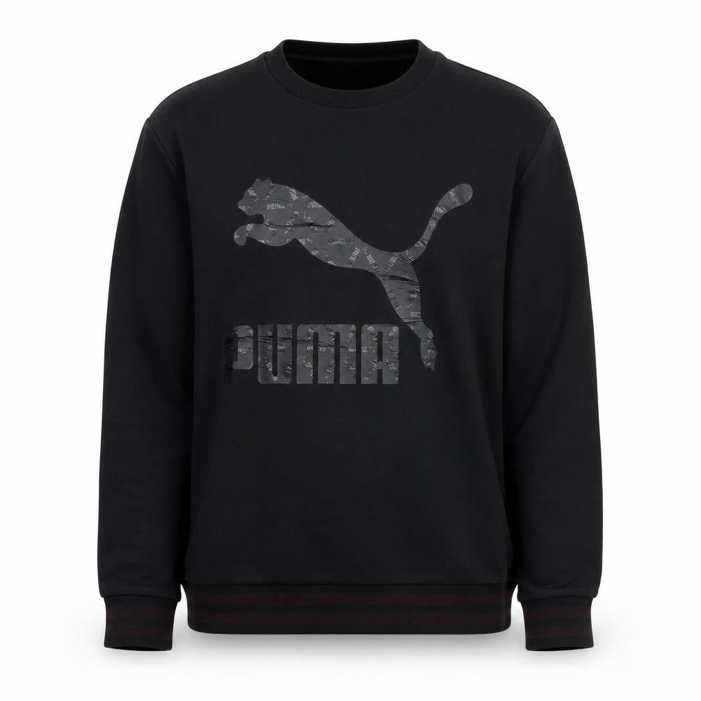 Puma Mens Black L Sweatshirt Pullover Crew Neck Logo Jumper