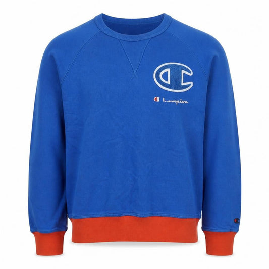 Champion Mens Small Blue Pullover Logo Sweatshirt Crew Neck