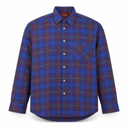 Bay Men's Blue Plaid Woven Button-Up Shirt M