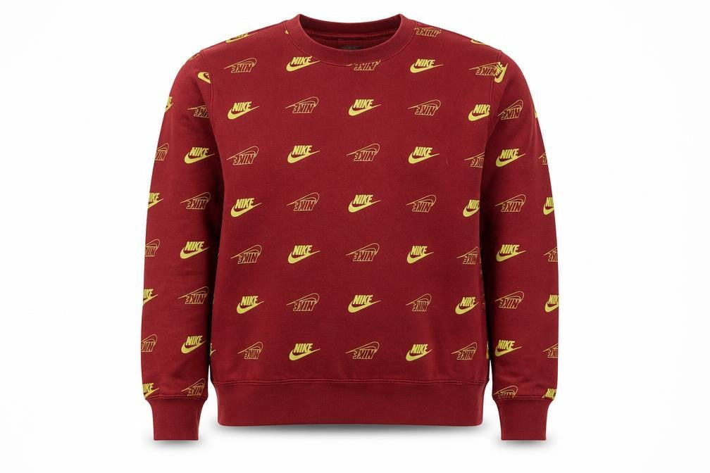 Nike Men’s Red Logo Print Pullover Sweatshirt Size S