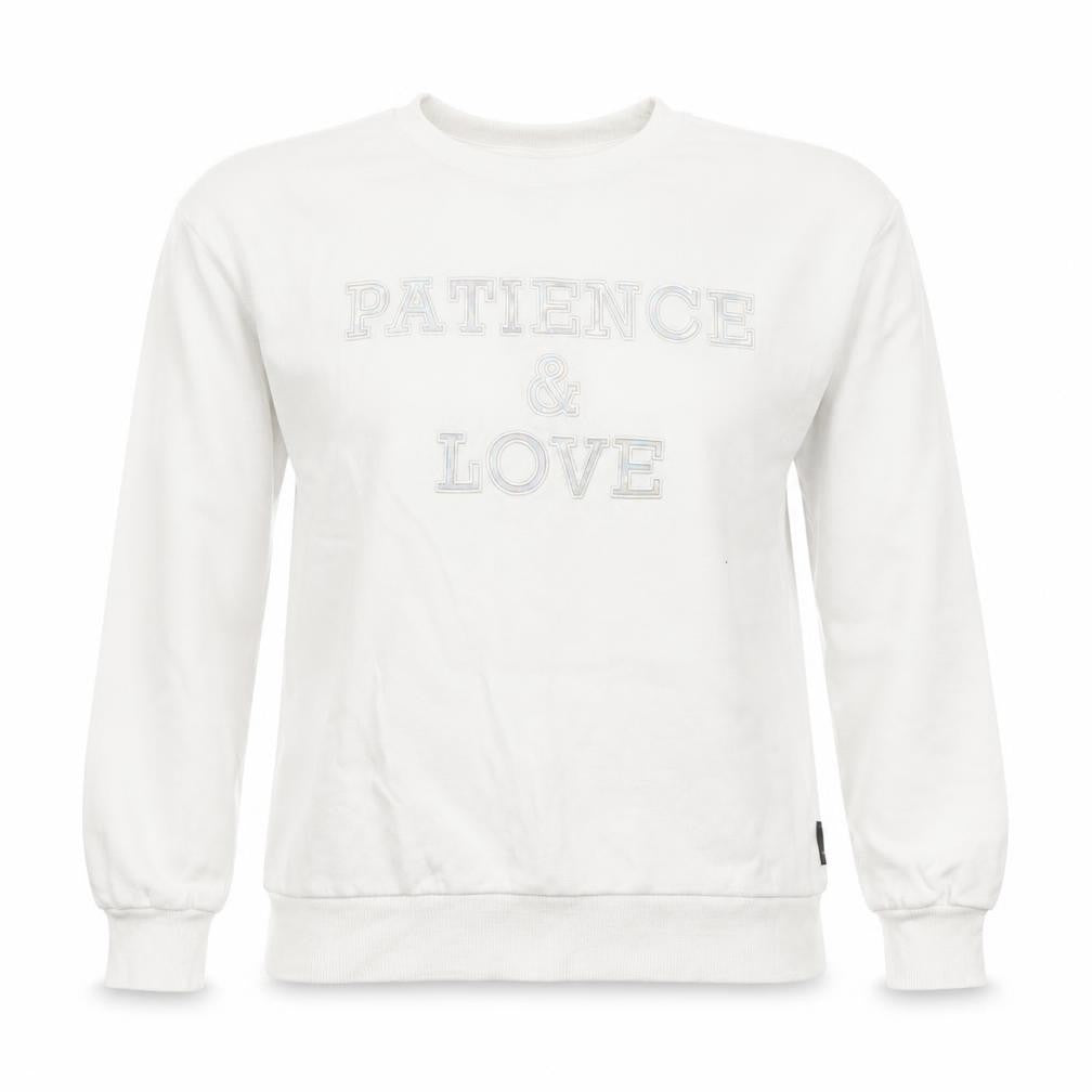 izzue Women White XS Pullover Sweatshirt Logo Patience & Love