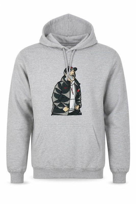 Just Hoods Men’s Grey Pullover Hoodie Small Hip Hop Embroidered Graphic
