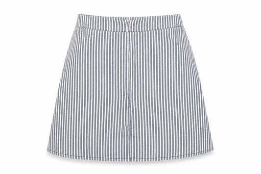 Women’s Blue Striped A-Line Cotton Skirt XS Knee Length Casual