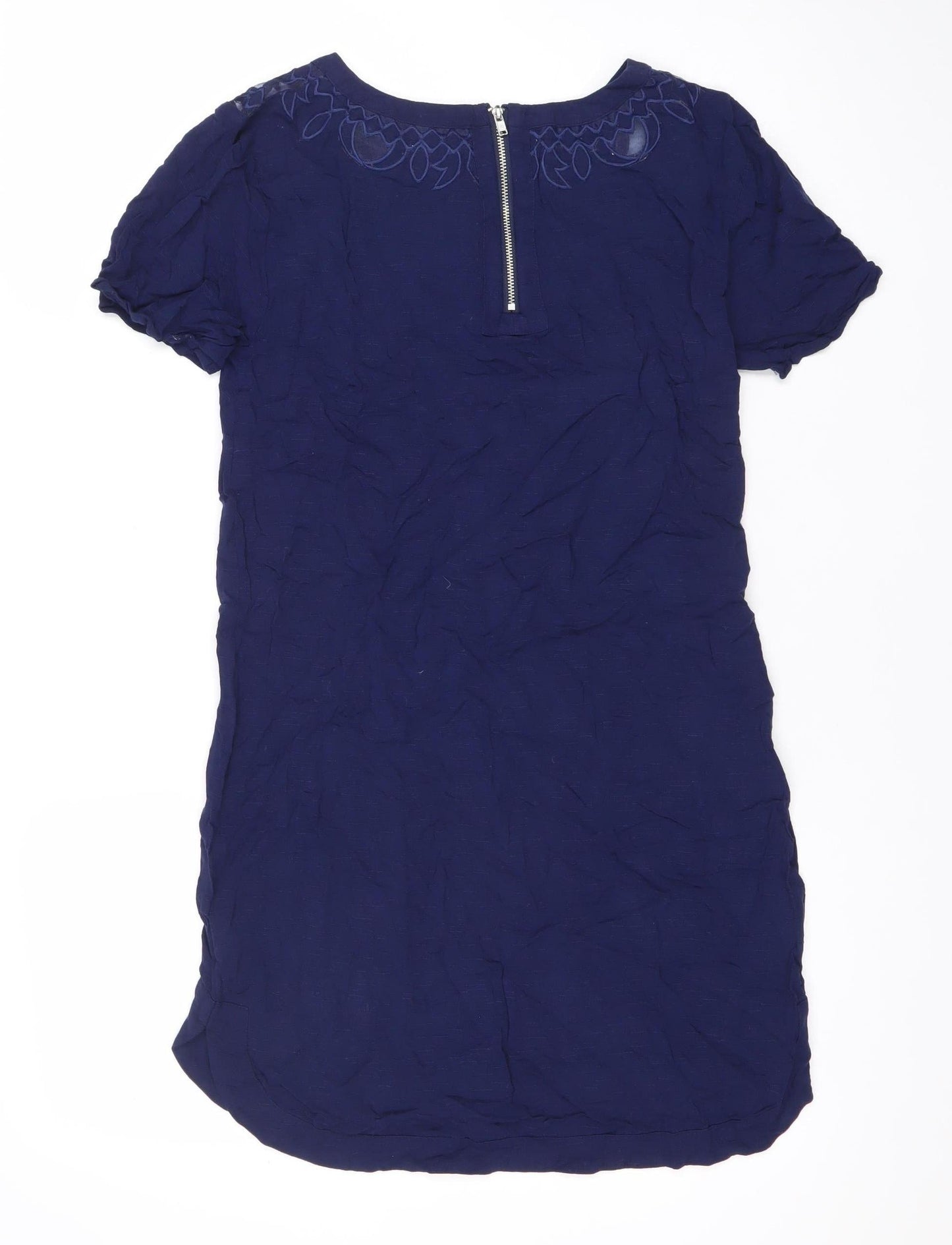 Warehouse Womens Blue Size 8 Embroidered Shift Dress