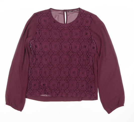 Next Women Purple Lace Long Sleeve Petite Blouse Size 12