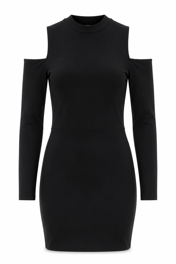 H&M Divided Women’s Black Bodycon Mini Dress Size 6 Lace Up Long Sleeve