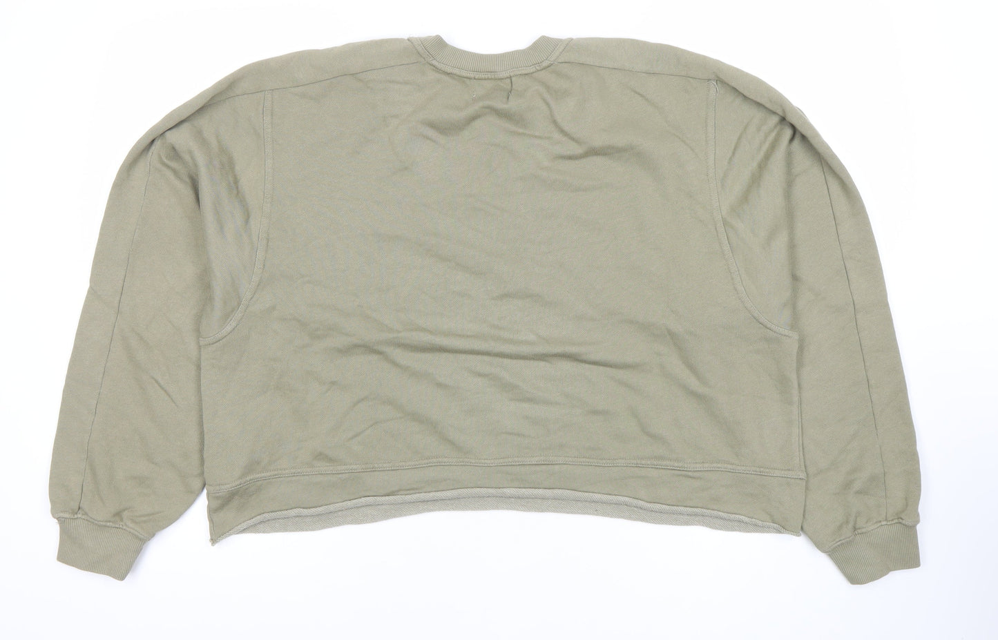 Pull&Bear Women’s Green Sweatshirt M Cotton Blend Casual Crew Neck