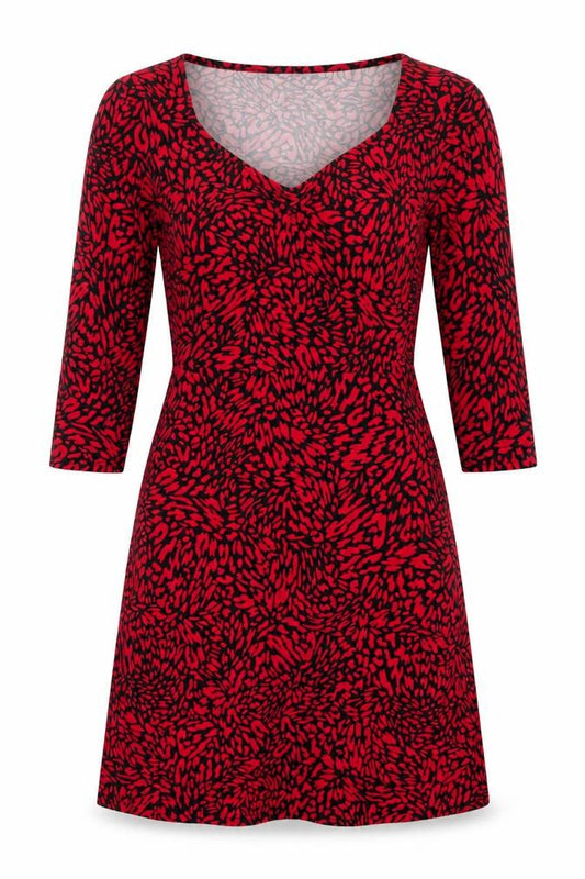 Dorothy Perkins Women Red Animal Print Bodycon Dress Size 12 Long Sleeve