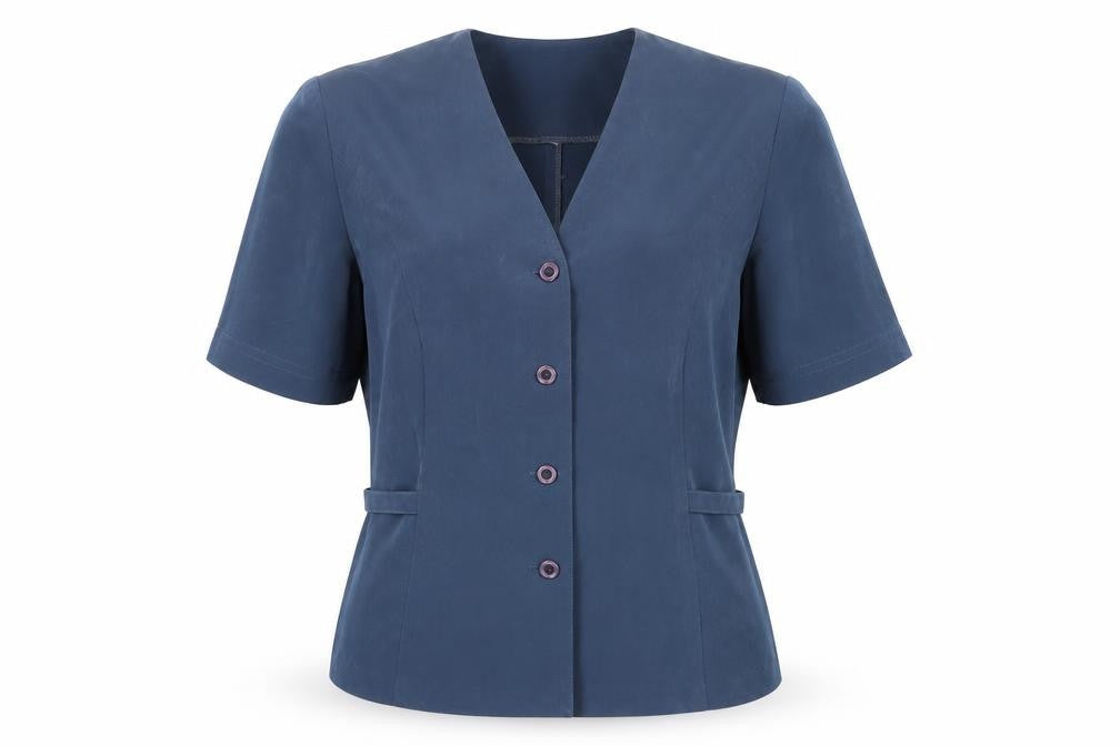Riddella Womens Blue Polyester Blouse Size 14 V-Neck Button Up