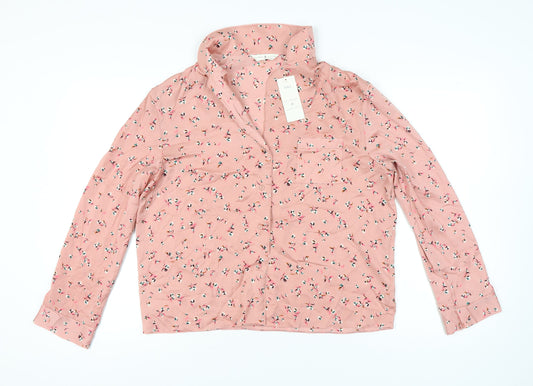 Marks and Spencer Women Pink Floral Pyjama Top Shirt Size 14
