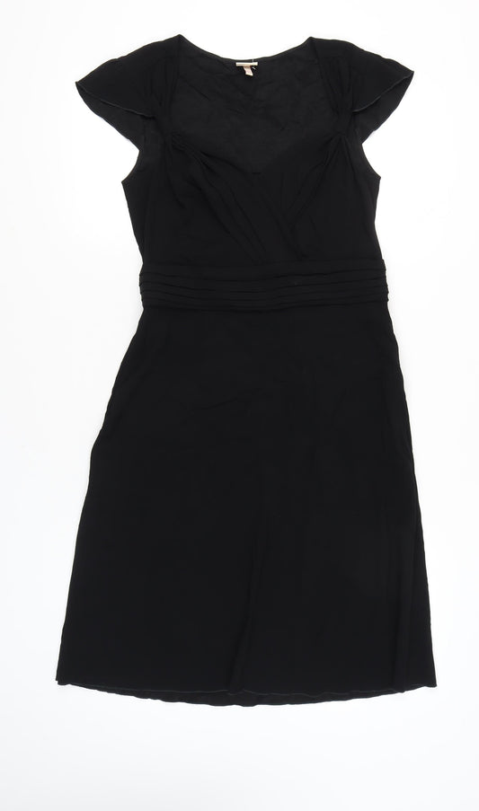 Whistles Women Black Size 12 Sheath Knee Length Dress Classic