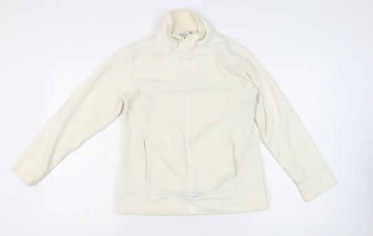 ea Womens White Fleece Full Zip Basic Jacket Size M Regular Fit