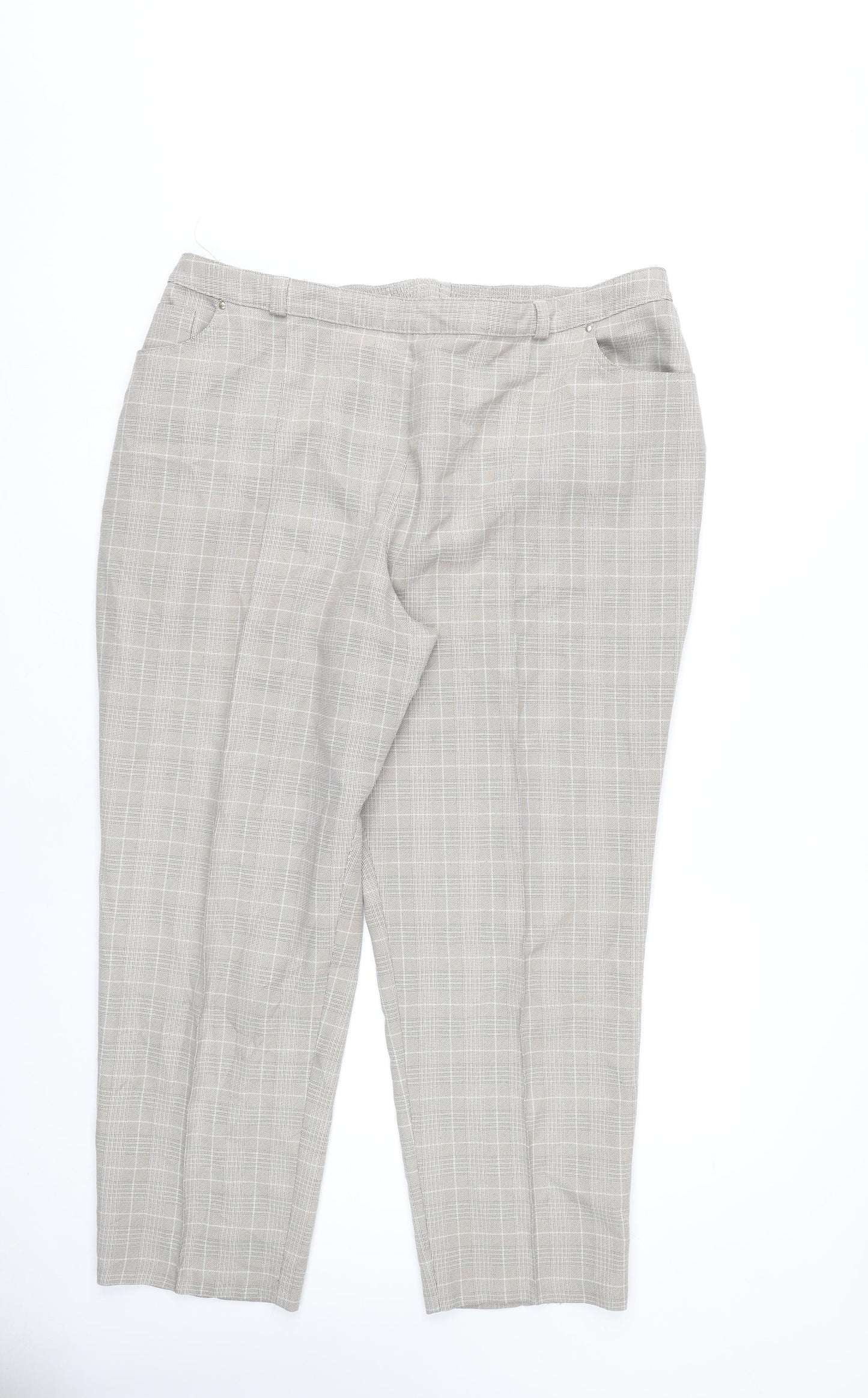 Marks and Spencer Women’s Grey Checked Trousers UK 22 Plus Size