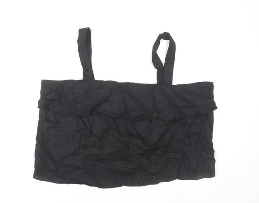 Marks and Spencer Women’s Black Linen Cotton Ruffle Tank Top Size 20