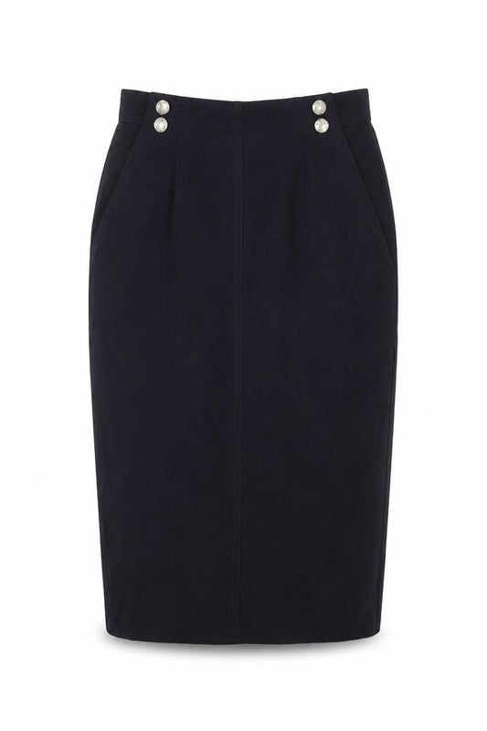 Karl Lagerfeld Womens Black Wool Pencil Midi Skirt Size 10