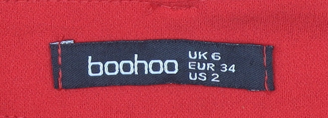 Boohoo Women’s Red High Rise Pleated Straight Trousers UK 6