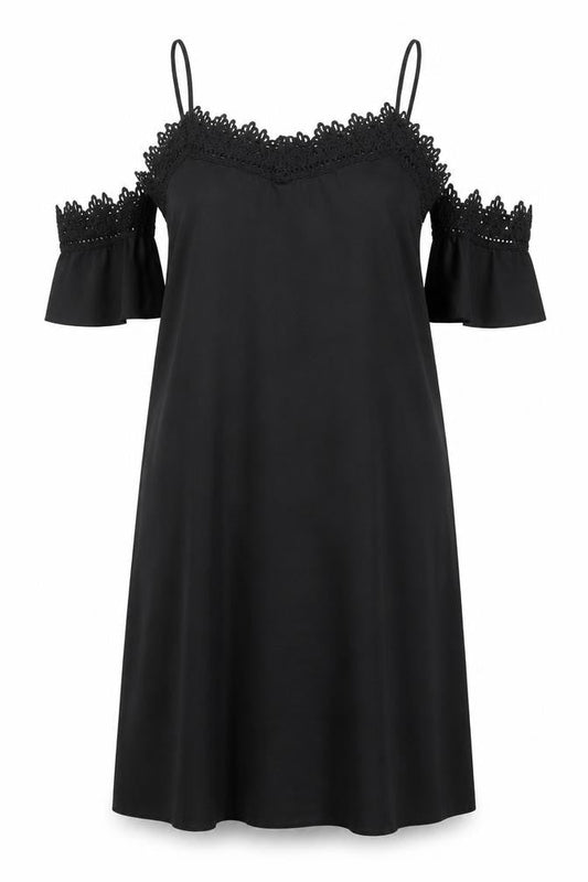 Boohoo Women Black Size 14 Cold Shoulder Crochet Midi Slip Dress