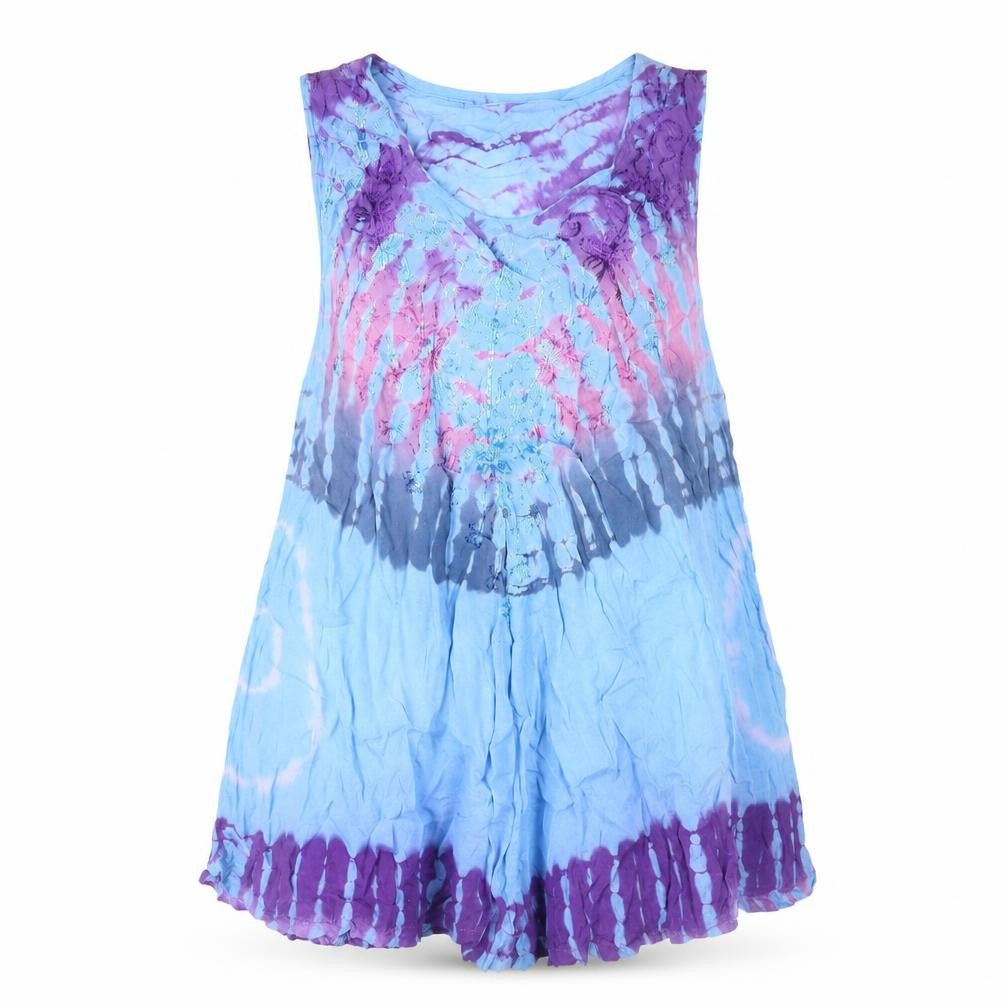 Pebble Bay Women’s Multicoloured Tie-Dye Tunic Top S Sleeveless V-Neck
