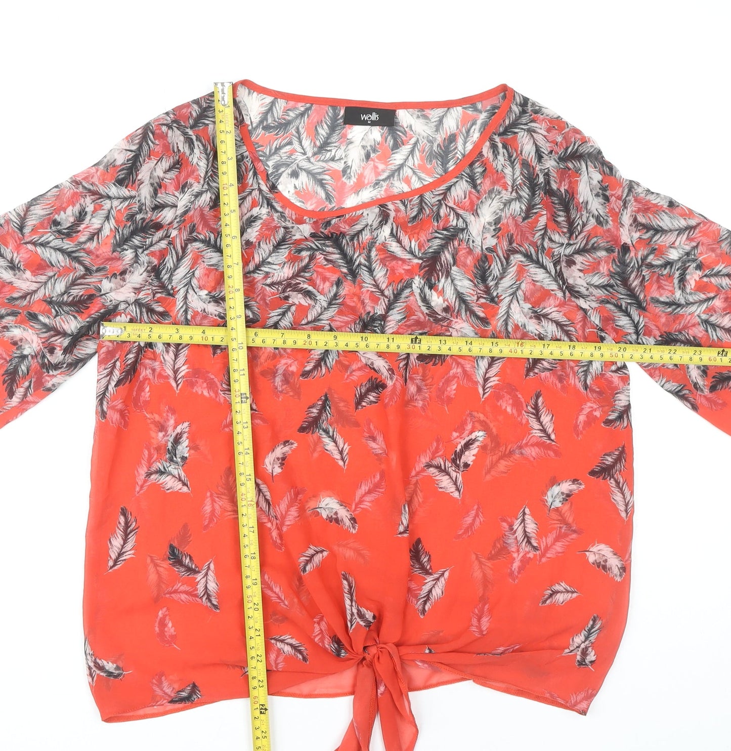Wallis Women’s Red Feather Print Tunic Blouse Size M