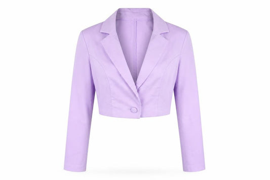 H&M Women’s Purple Cropped Blazer Size 6 Slim Fit Party Jacket