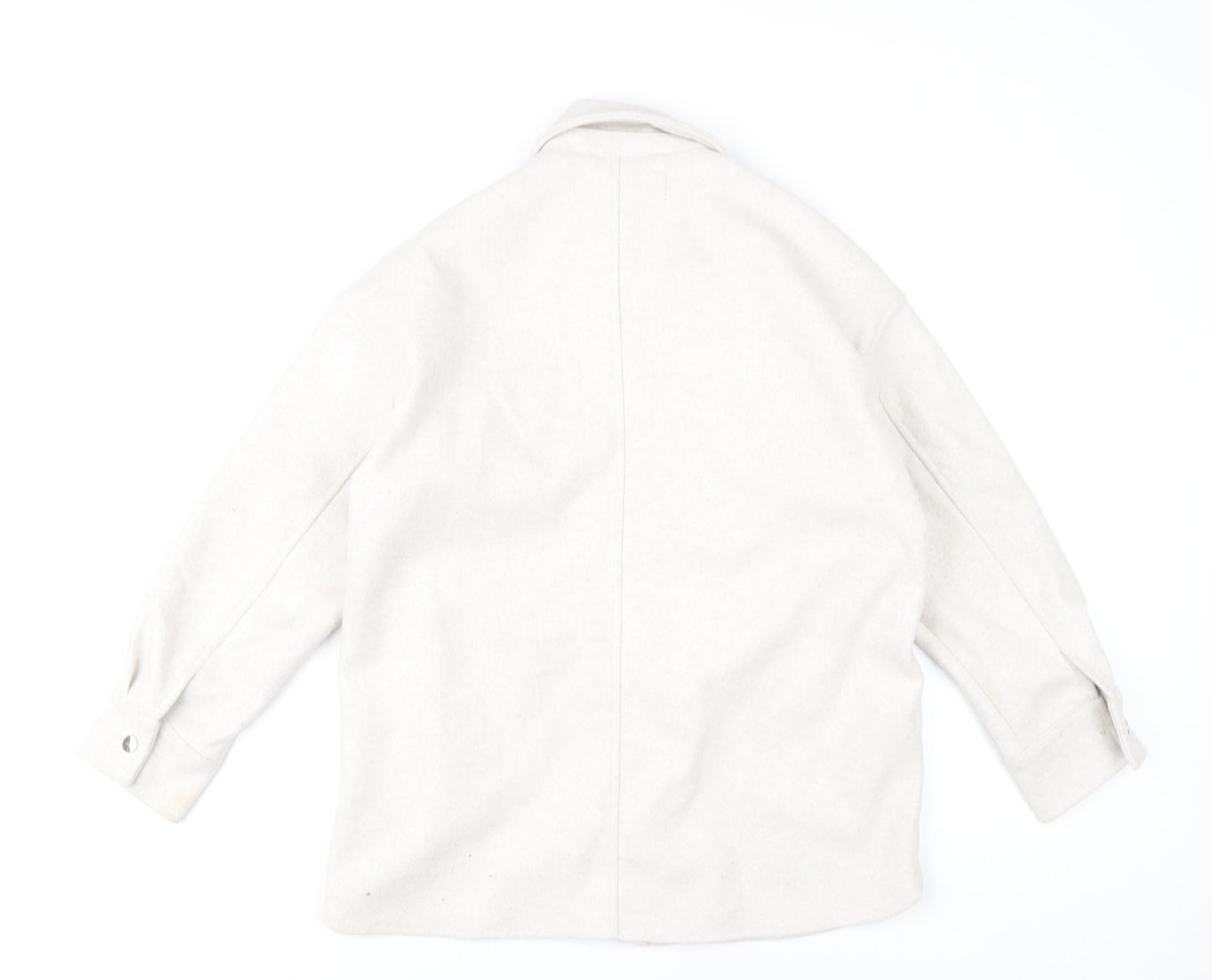 Zara Women Ivory XS Basic Jacket Button Front Polyester