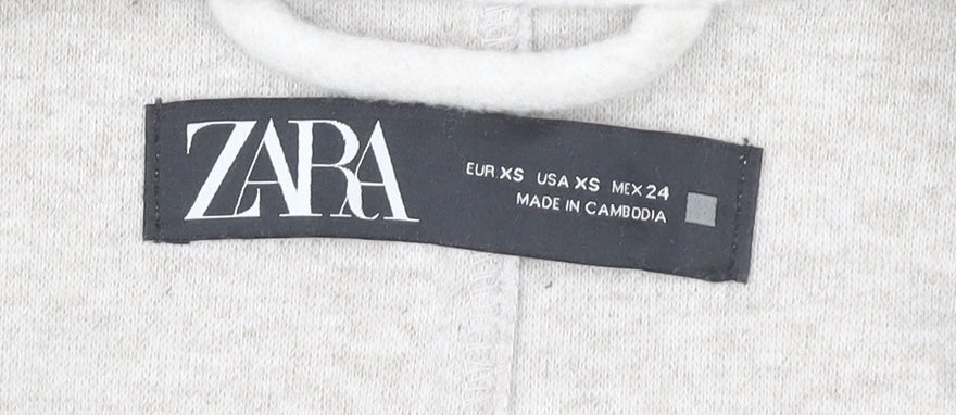 Zara Women Ivory XS Basic Jacket Button Front Polyester