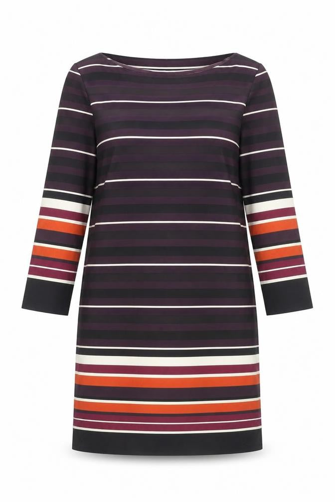 M&Co Women Black Multicolour Stripe Size 12 Shift Dress