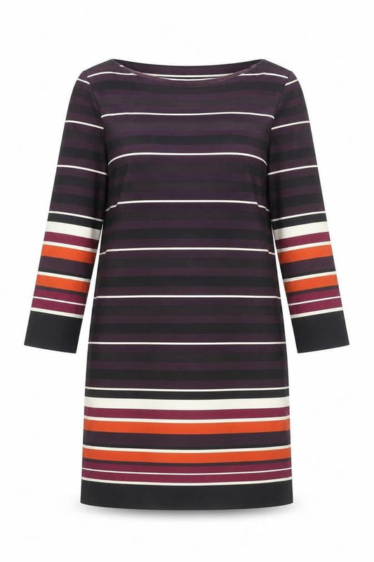 M&Co Women Black Multicolour Stripe Size 12 Shift Dress