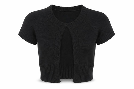 Massimo Dutti Women's Black Cardigan Jumper S Short Sleeve Knit
