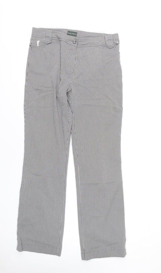 Golfino Womens UK 12 Black Check Straight Trousers Casual Smart
