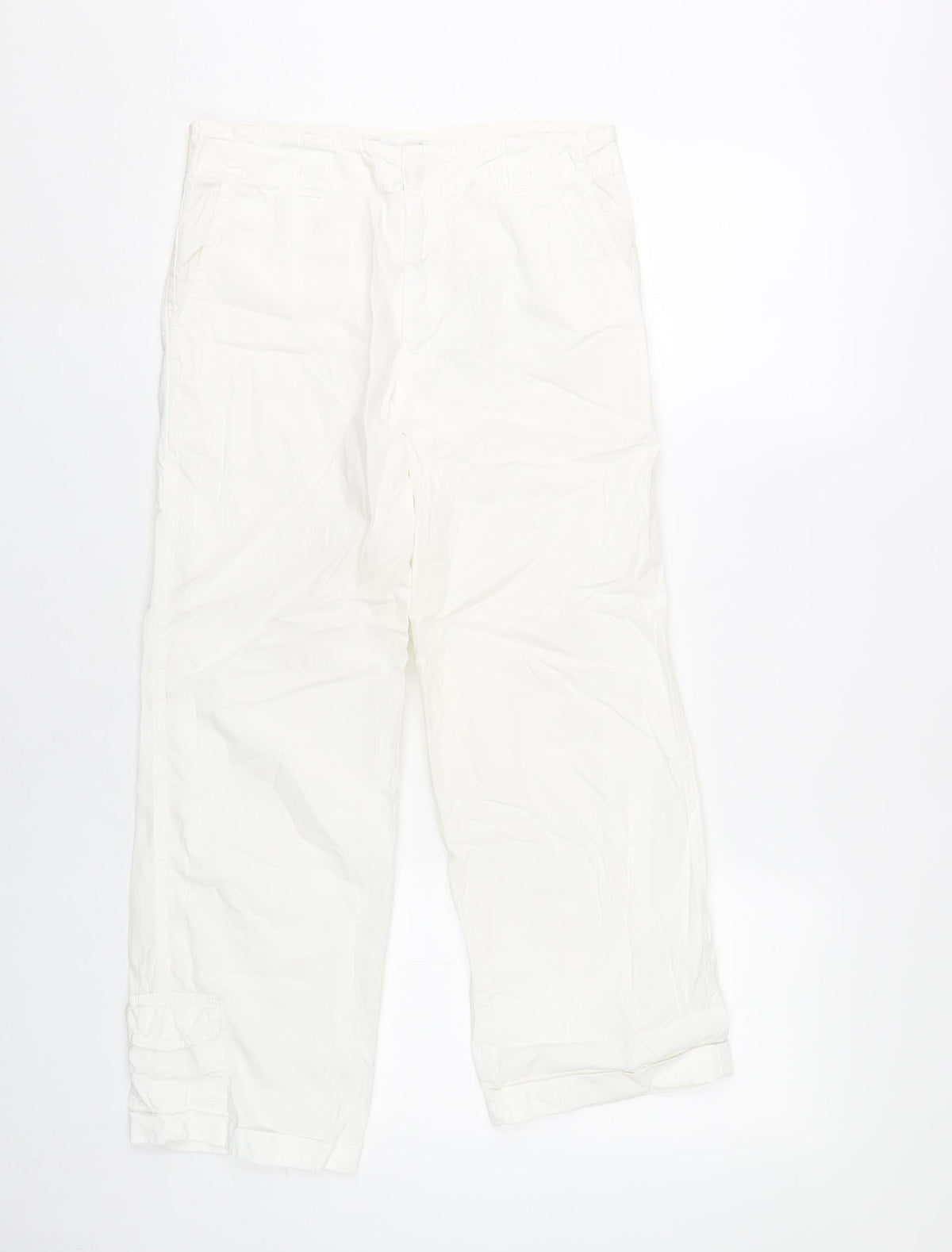 Topshop Womens White Cargo Straight Cotton Trousers Size 6