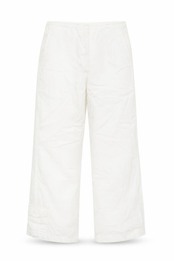 Topshop Womens White Cargo Straight Cotton Trousers Size 6