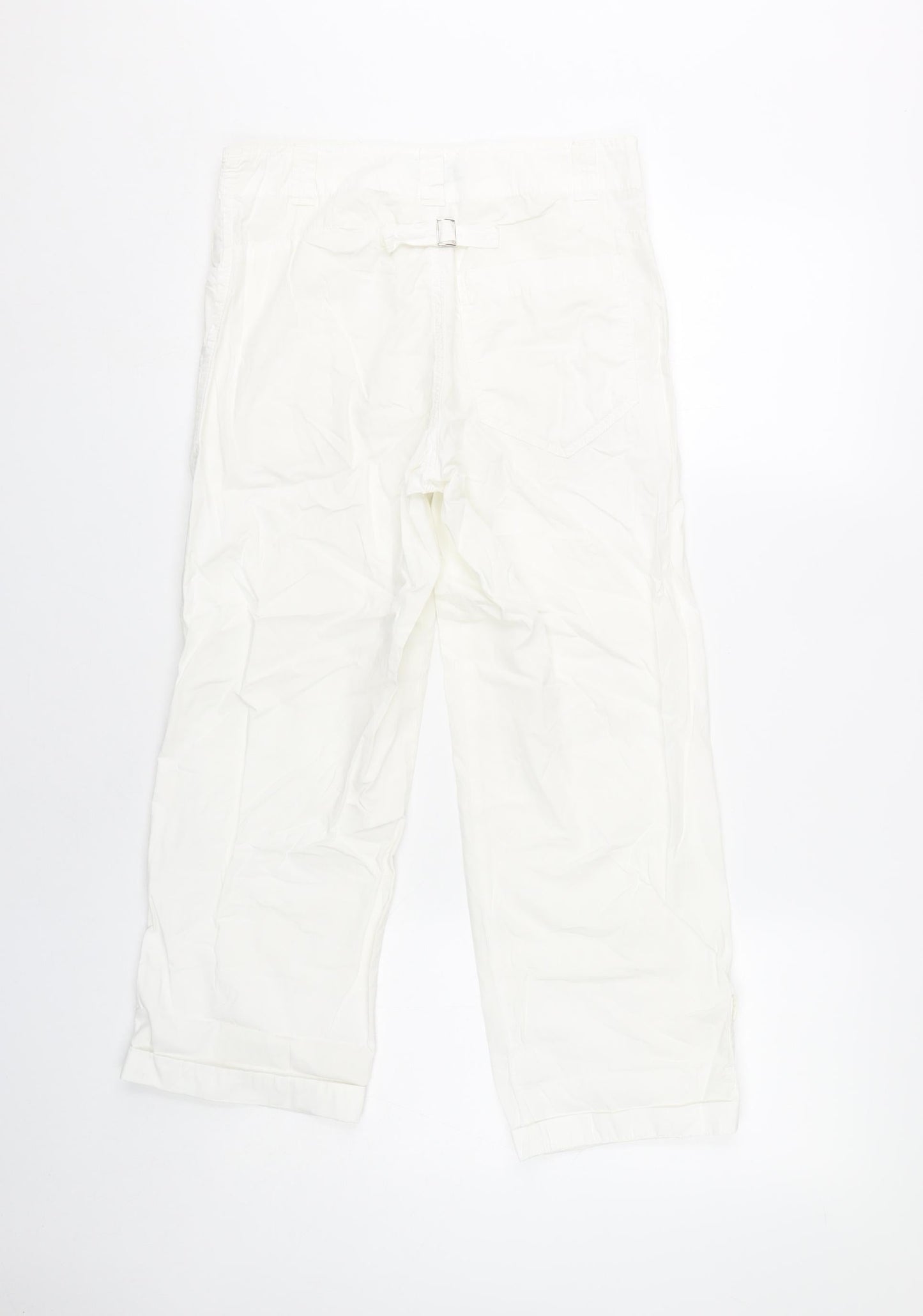 Topshop Womens White Cargo Straight Cotton Trousers Size 6