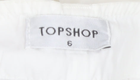 Topshop Womens White Cargo Straight Cotton Trousers Size 6