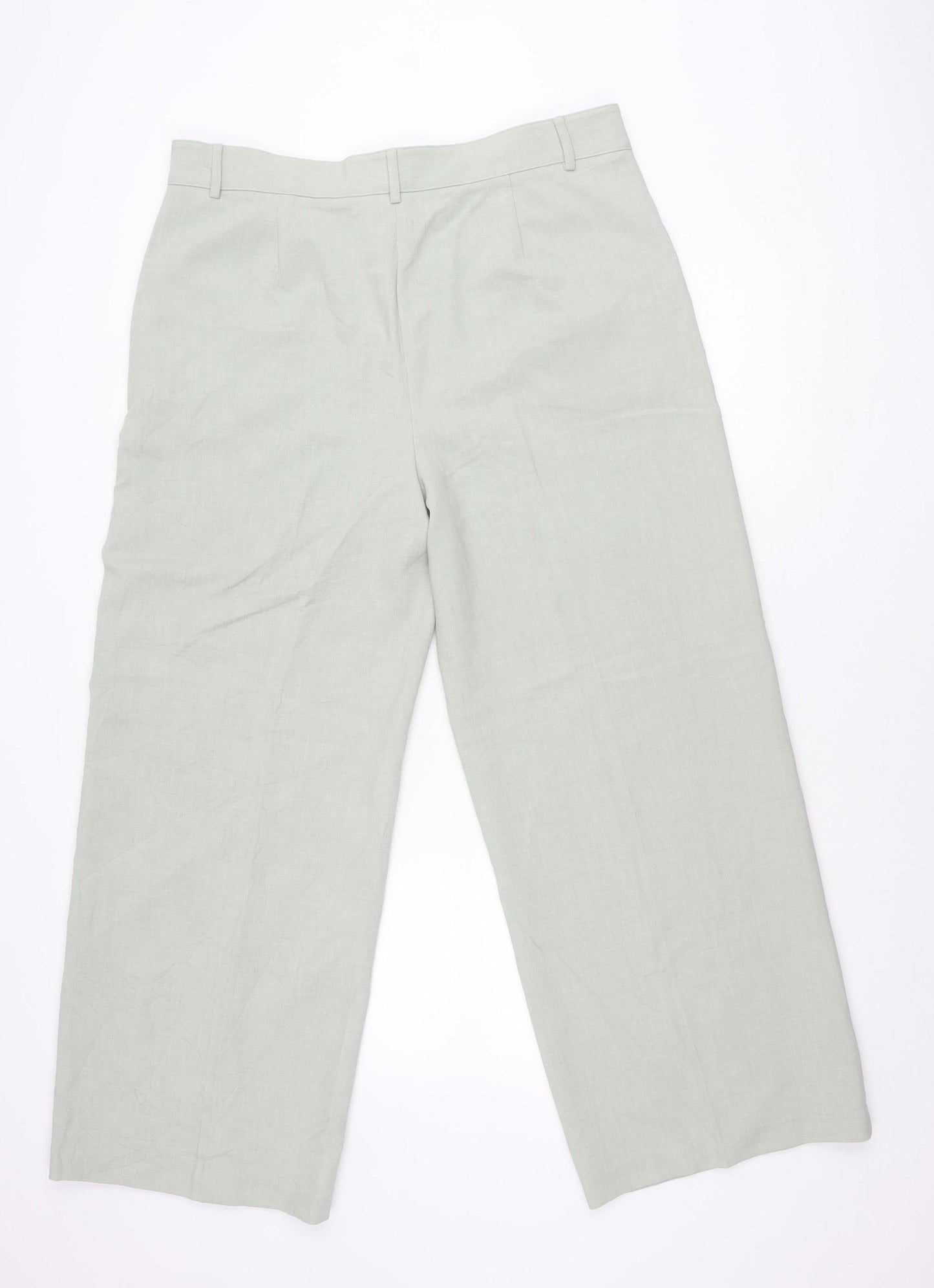 Marks and Spencer Womens Green Wide-Leg Trousers Size 18 Regular