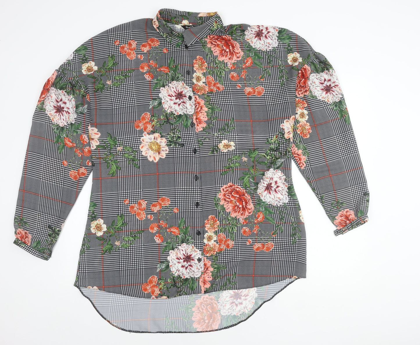 Simply Be Womens Multicoloured Floral Check Tunic Button-Up Shirt Size 18