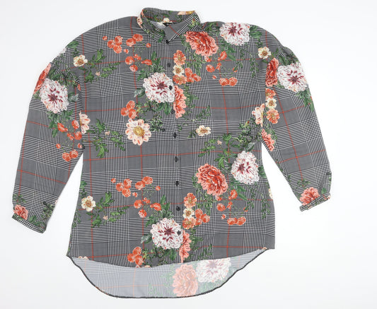 Simply Be Womens Multicoloured Floral Check Tunic Button-Up Shirt Size 18