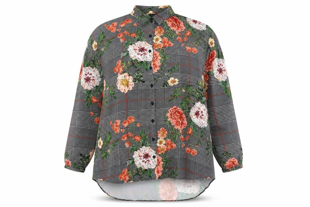 Simply Be Womens Multicoloured Floral Check Tunic Button-Up Shirt Size 18