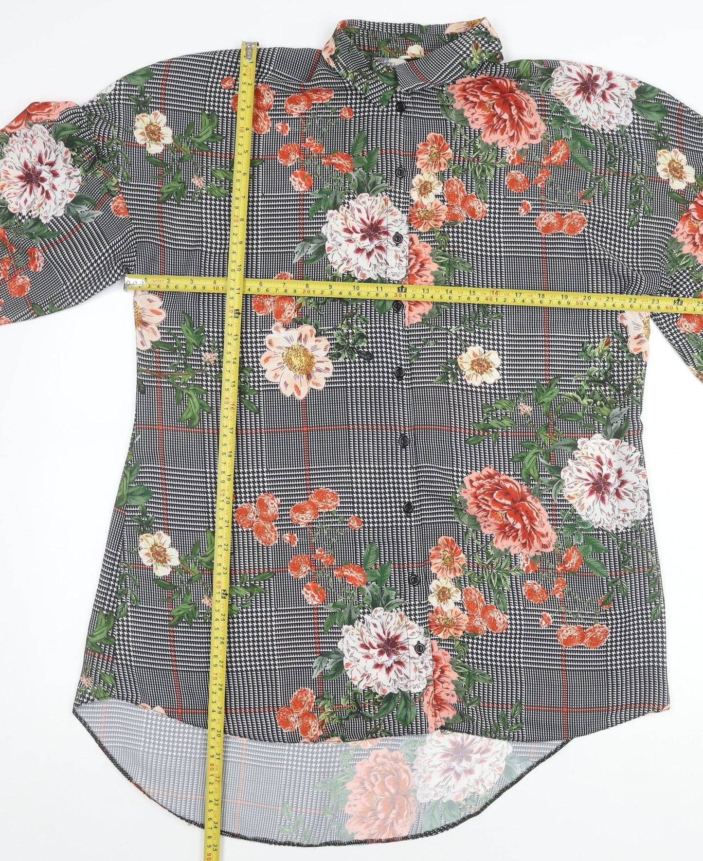 Simply Be Womens Multicoloured Floral Check Tunic Button-Up Shirt Size 18