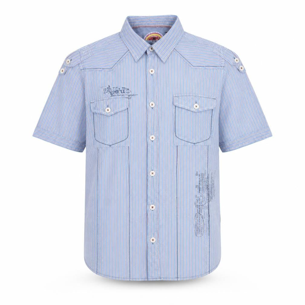 Next Men’s Blue Striped Short Sleeve Cotton Button-Up Shirt L