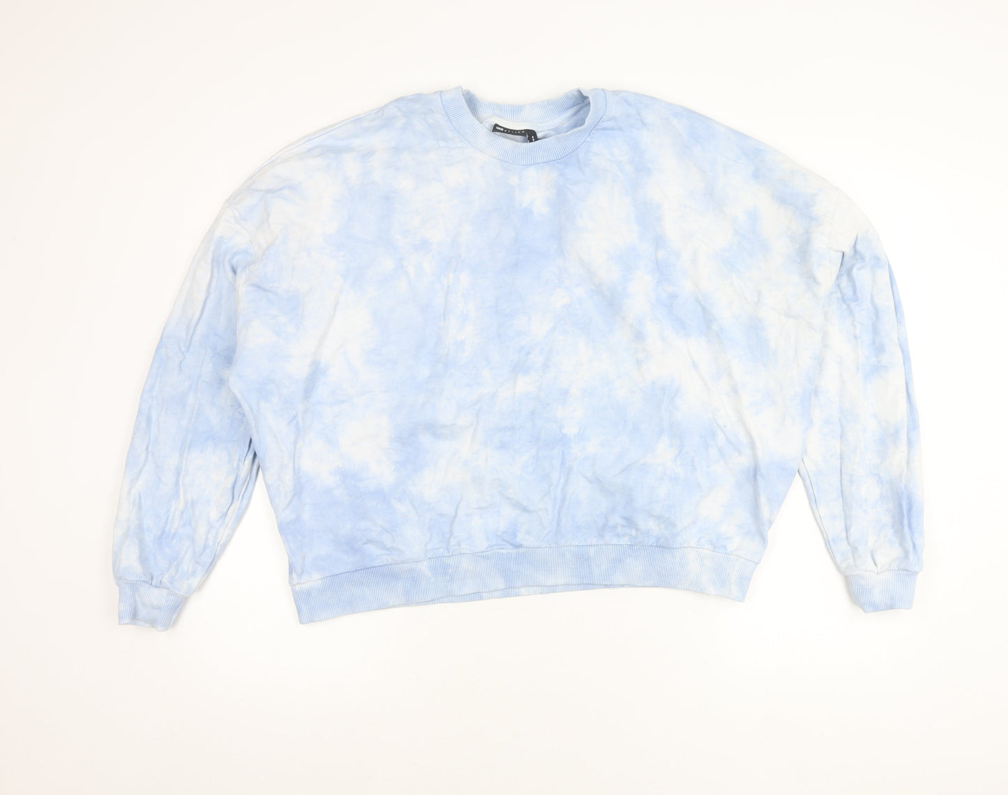 ASOS DESIGN Women’s Blue Tie-Dye Sweatshirt UK 14 Cotton Pullover