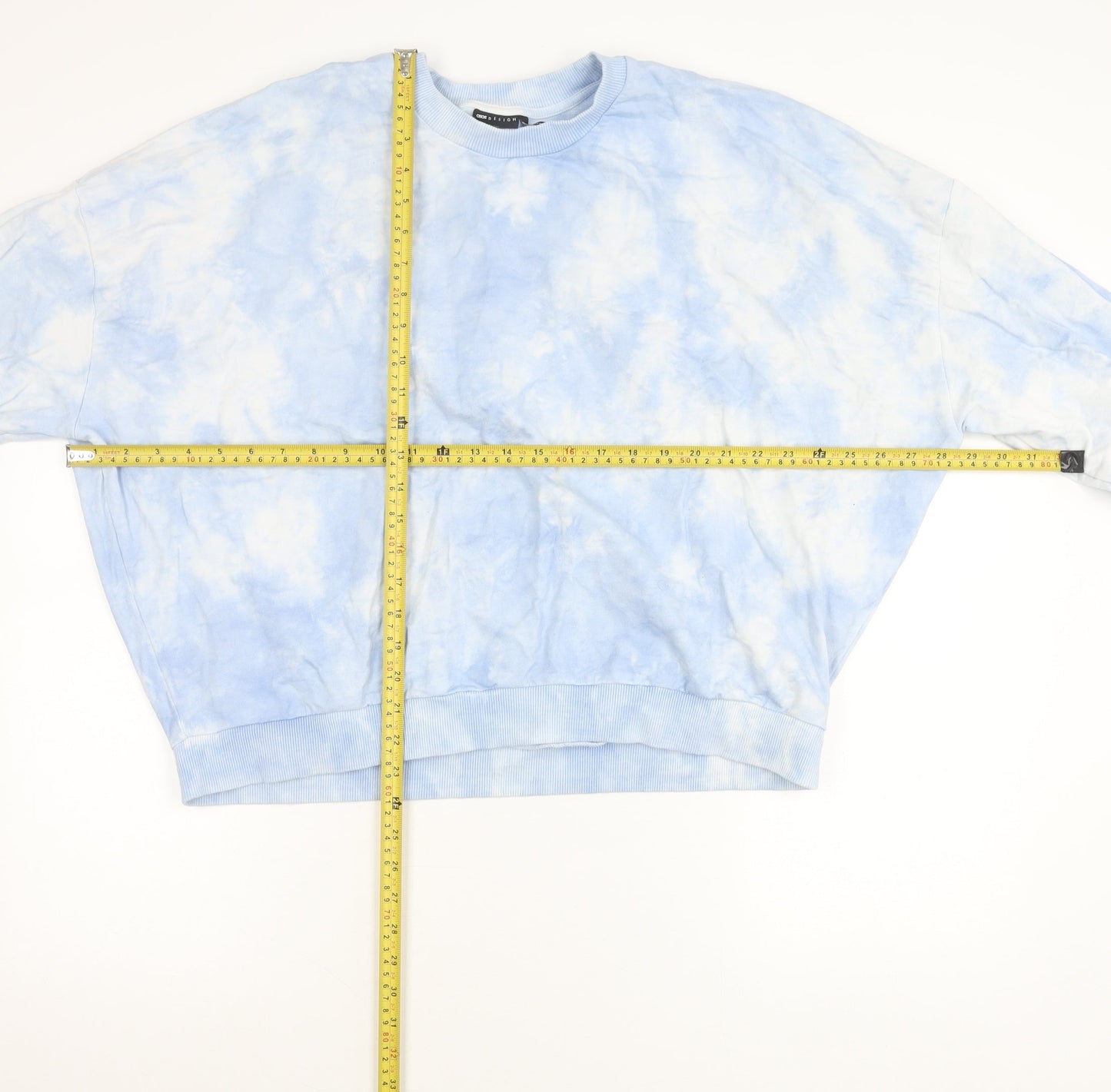 ASOS DESIGN Women’s Blue Tie-Dye Sweatshirt UK 14 Cotton Pullover