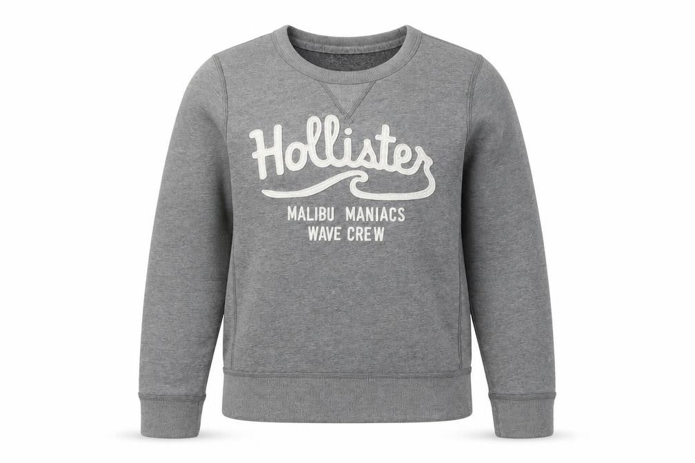 Hollister Women’s Grey Sweatshirt Small Logo Crew Neck Casual