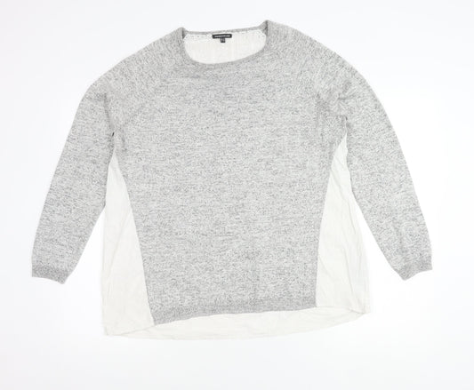Warehouse Women’s Grey Cotton Blend Long Sleeve Tunic Blouse UK 16