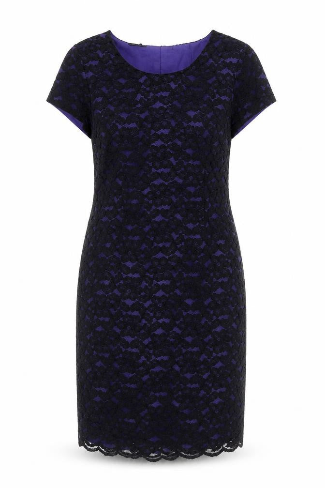Occasions Women’s Purple Black Lace Sheath Dress Size 12