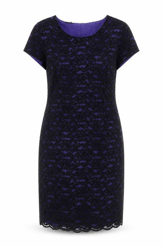 Occasions Women’s Purple Black Lace Sheath Dress Size 12