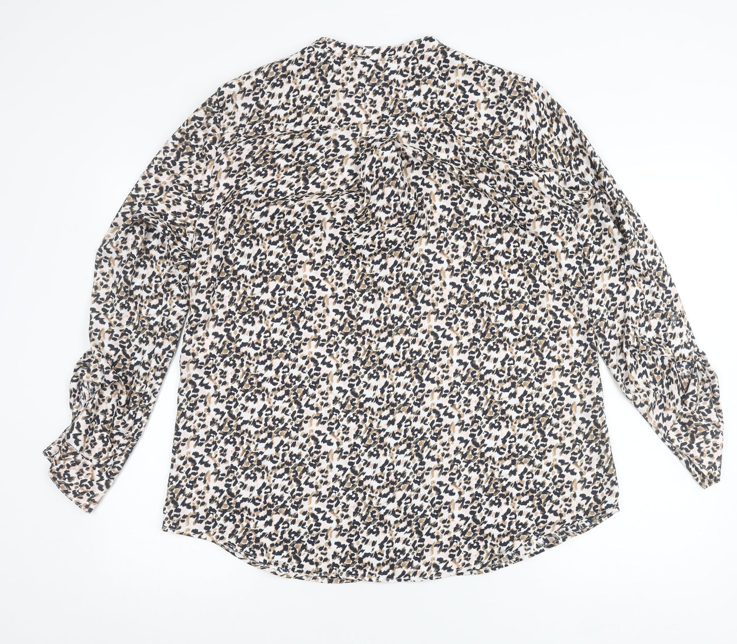 Jones New York Womens Multicoloured Animal Print Blouse Size L Long Sleeve