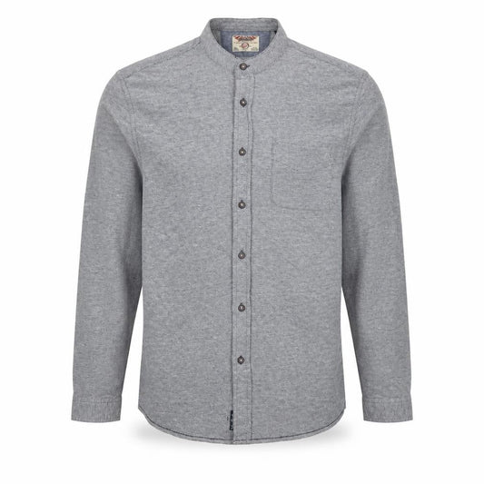 Tokyo Laundry Men’s Grey Cotton Band Collar Long Sleeve Shirt M