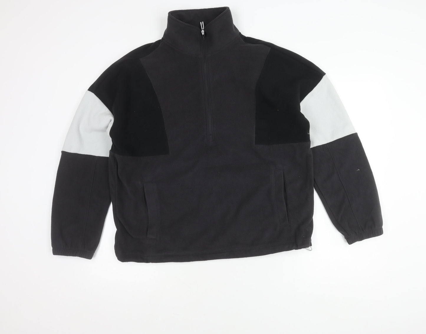 Marks and Spencer Womens Black Grey Fleece Sweatshirt Size 12 1/2 Zip